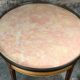 Louis XVI-style kettle table in cherry veneer with salmon marble top