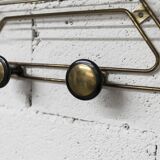 Vintage 1960s golden brass wall coat rack