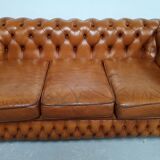 Light brown leather chesterfield sofa