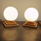 Paire de lampes géométrique/bois/vintage