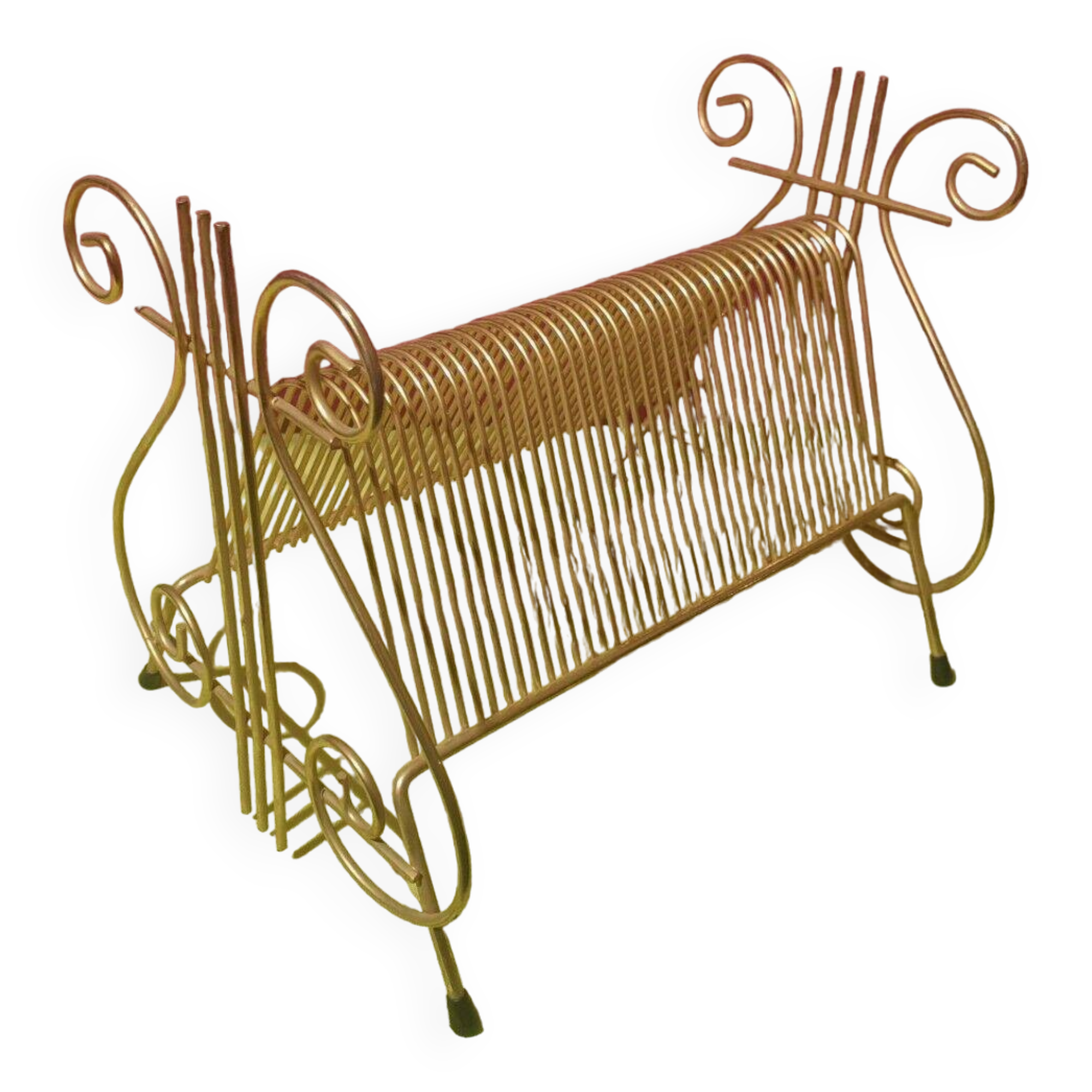 Vintage gold vinyl record storage rack