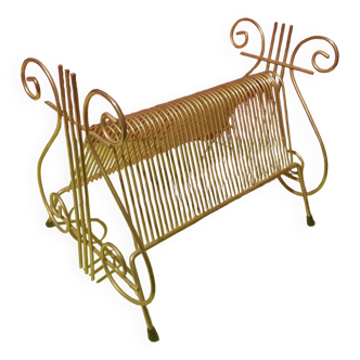 Vintage gold vinyl record storage rack