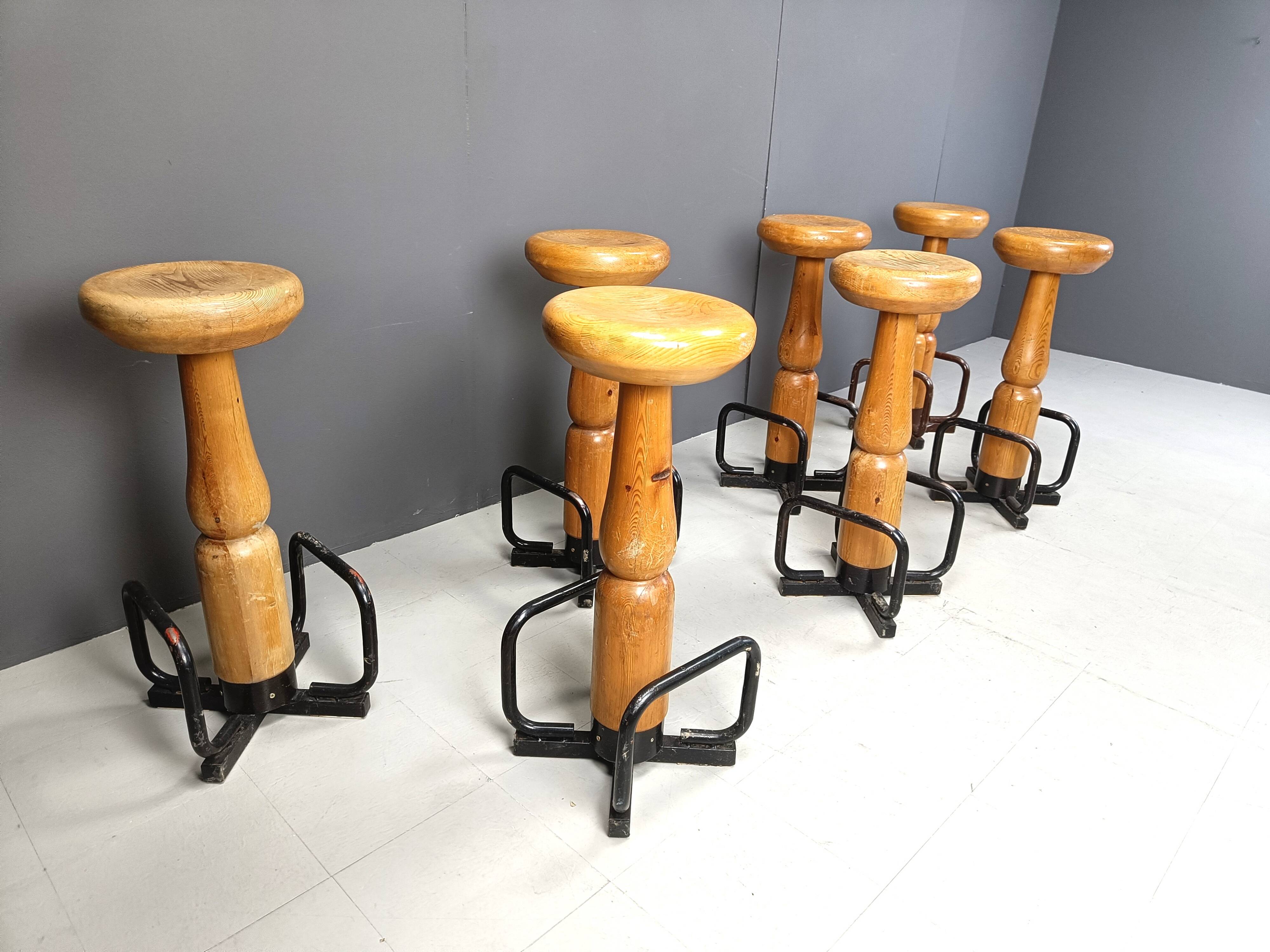 Mid century brutalist bar stools, 1960s - set of 7