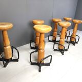 Mid century brutalist bar stools, 1960s - set of 7