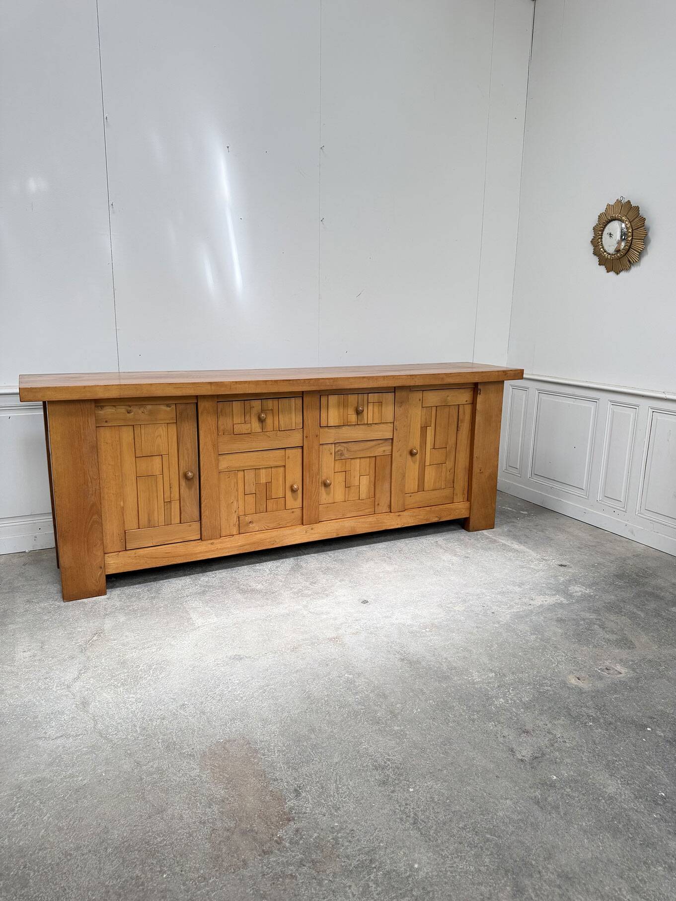 Brutalist 70's sideboard in solid elm