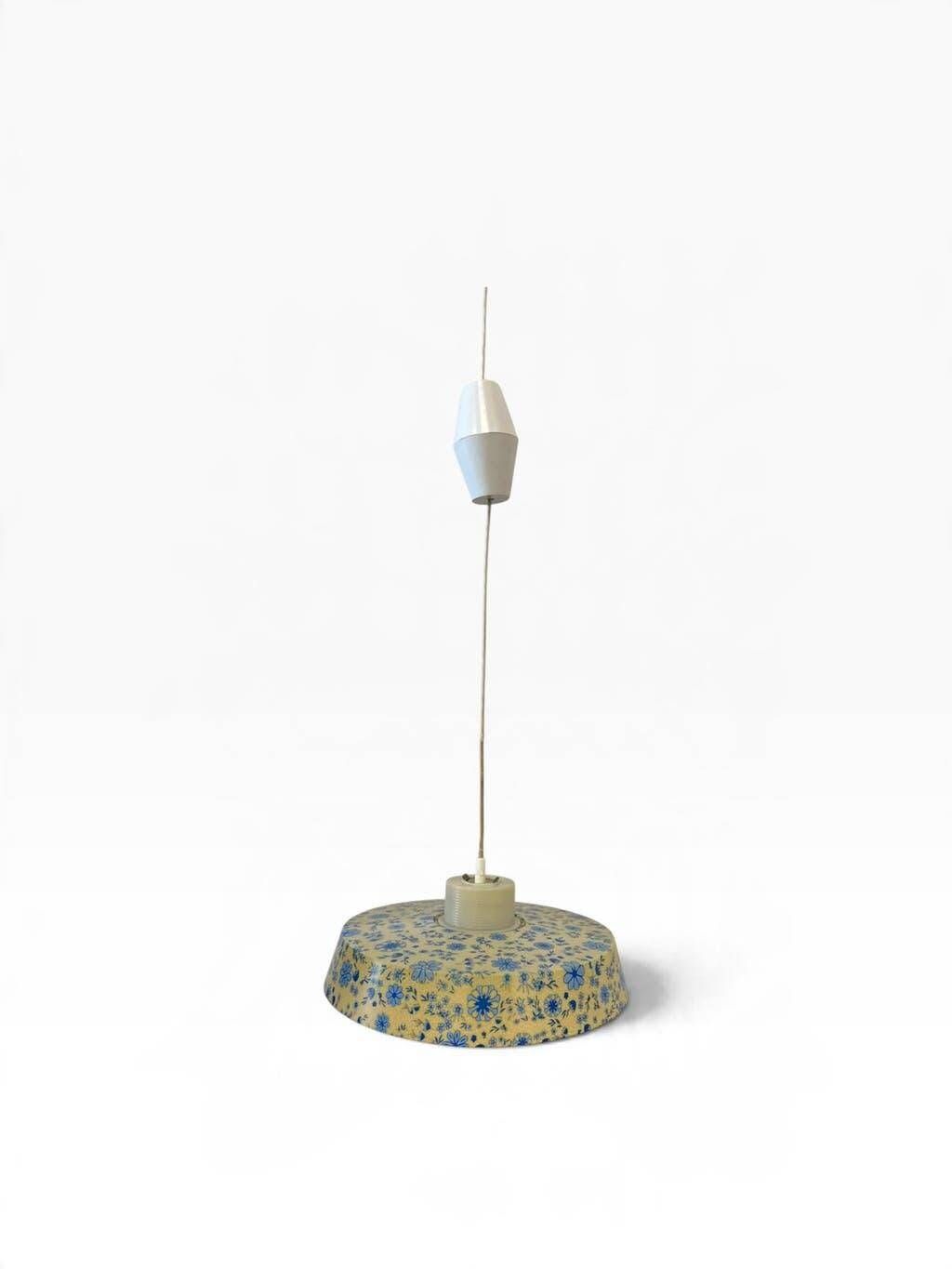 Vintage blue floral patterned pendant light/chandelier.