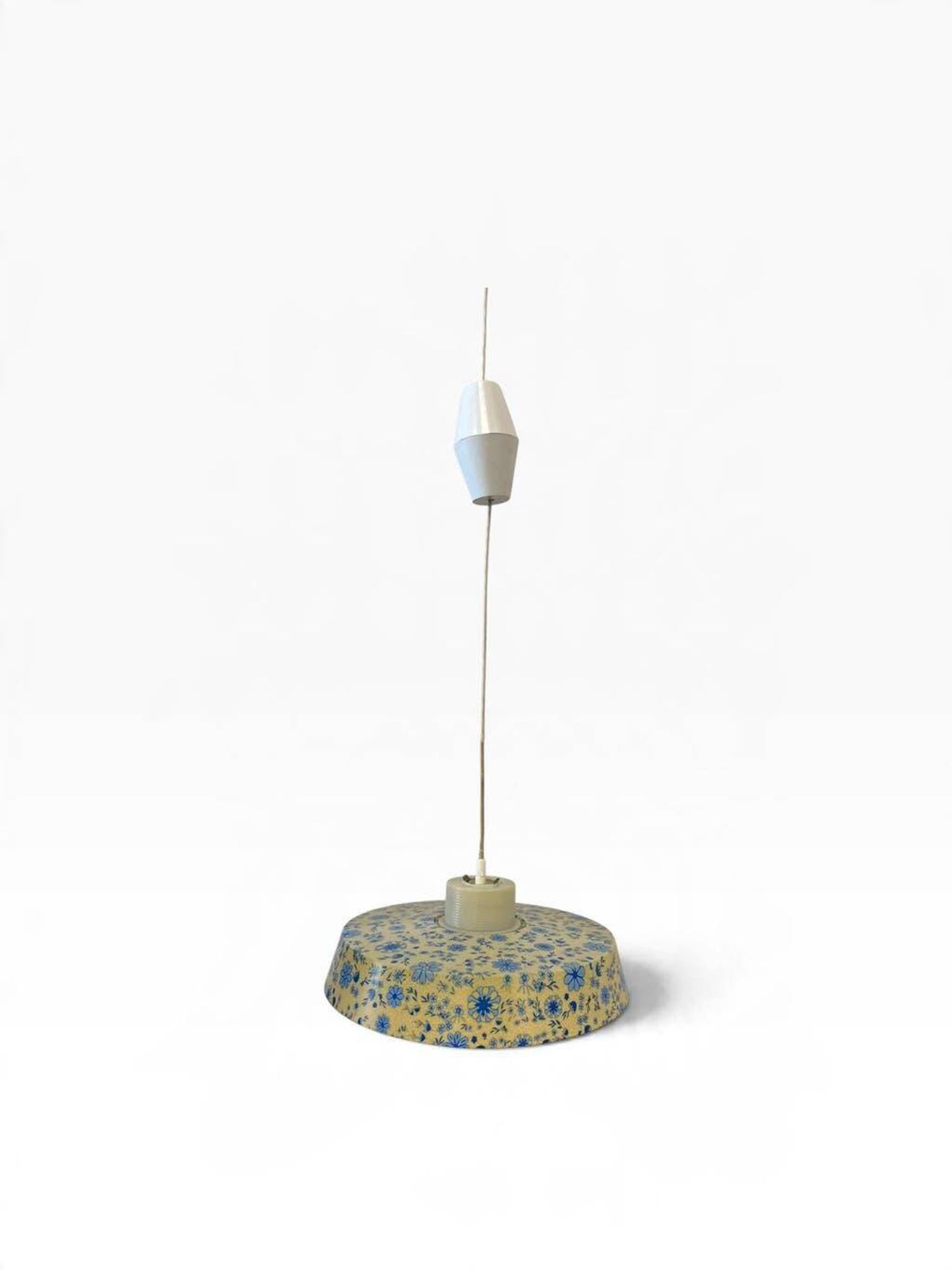 Suspension/lustre/plafonnier vintage bleu à motif floral