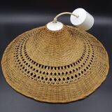 Rattan chandelier and lampshade - circa 1970