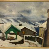 Picart the Gentle (Charles), oil on panel snow landscape signed 1937