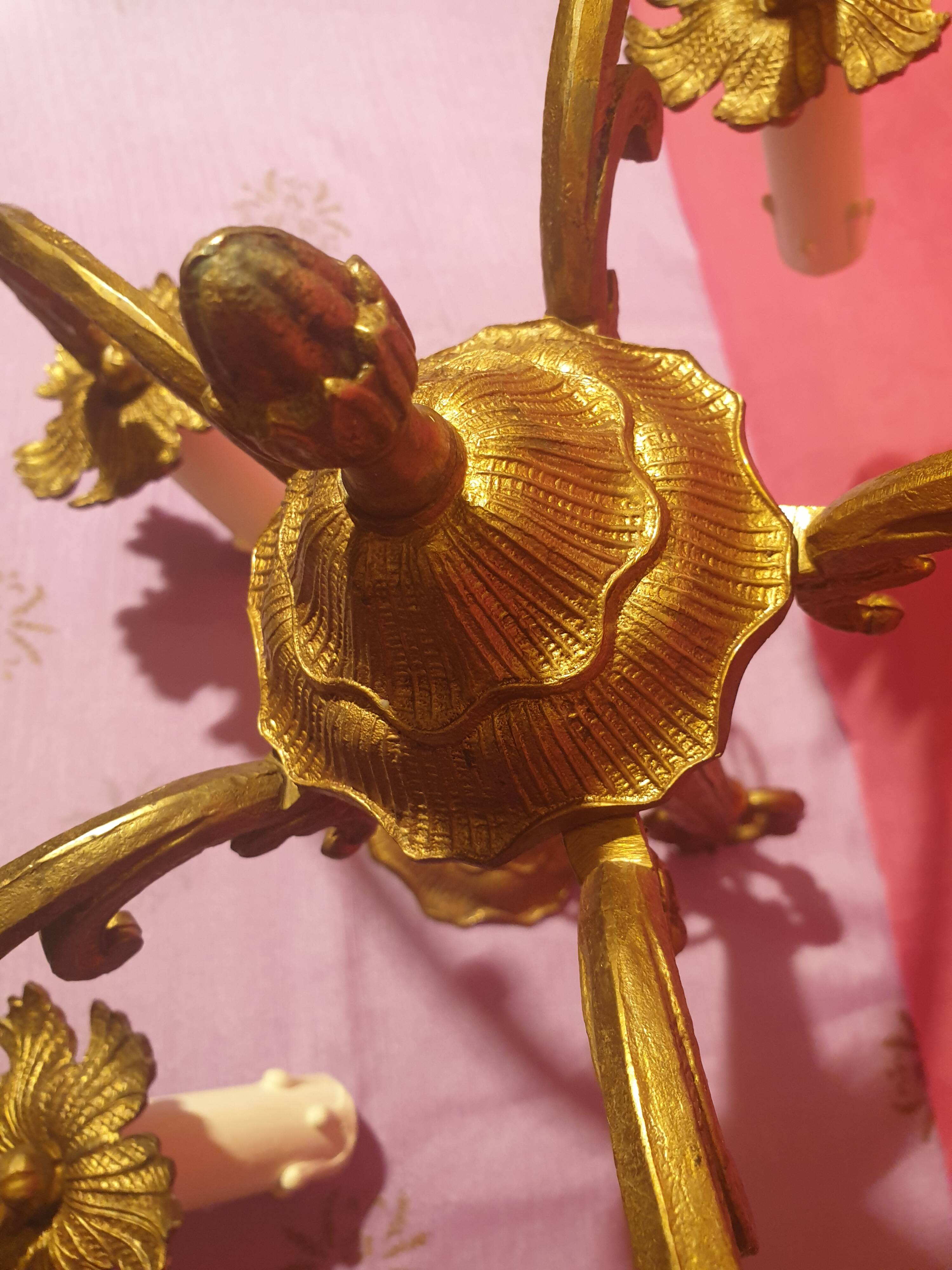 Louis XV style 5-light bronze chandelier