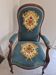 Napoleon III medallion armchair — blue velvet and cross-stitch tapestry
