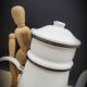White enamelled teapot coffee maker