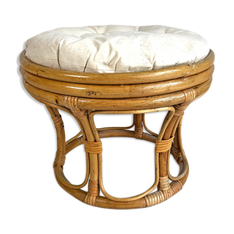 60's vintage rattan pouf