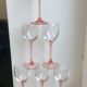 Lot de 6 verres à vin à pieds rose années 70