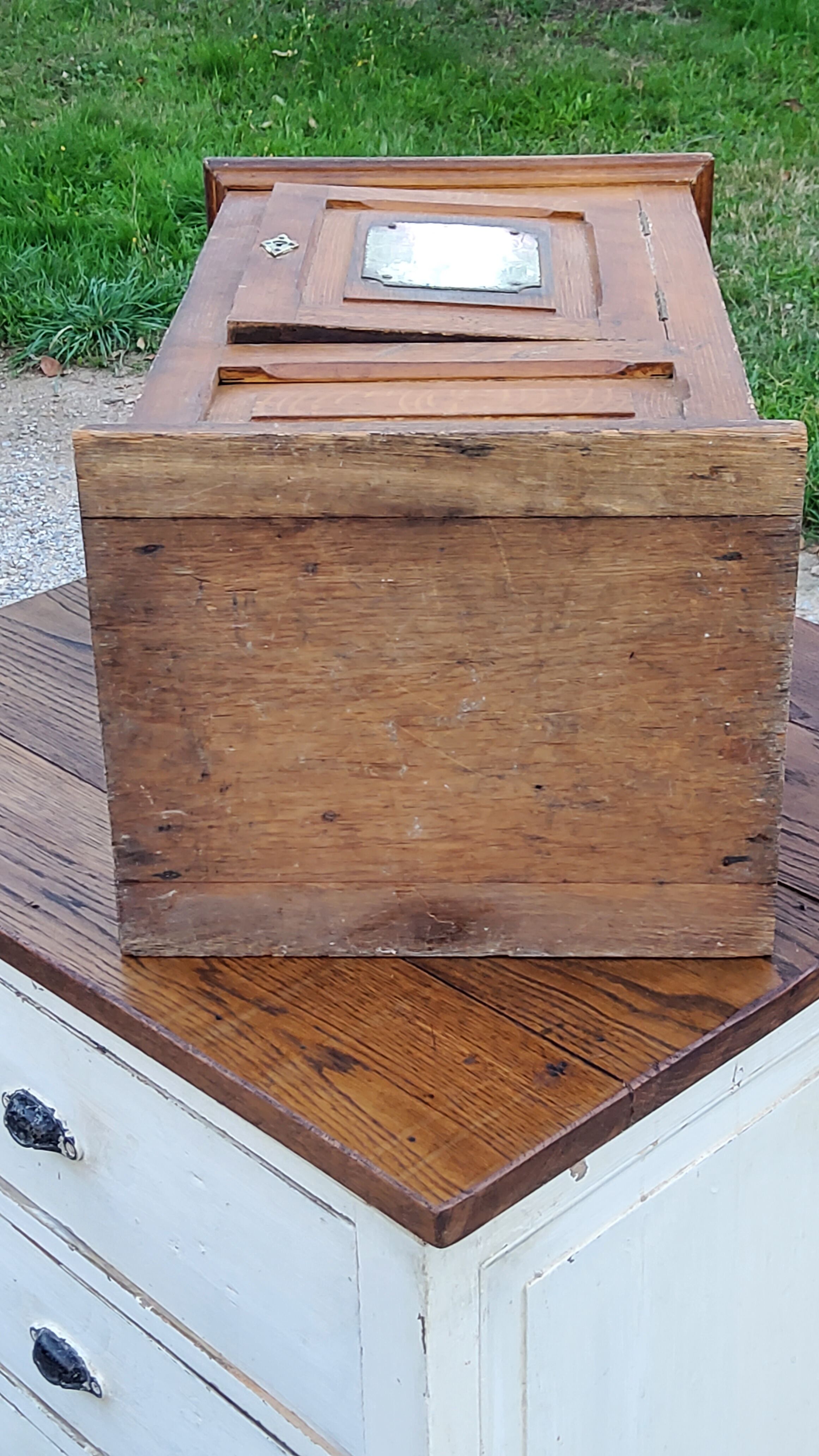 Old oak and brass mailbox