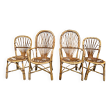 Set en rotin fauteuil et chaise Provençale des années 60