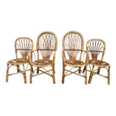 Rattan set of Provençal armchair and chair from the 60s