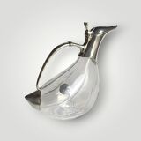 Vintage crystal and chrome metal duck carafe