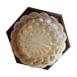 Sconce globe flower molded glass, wood 60s