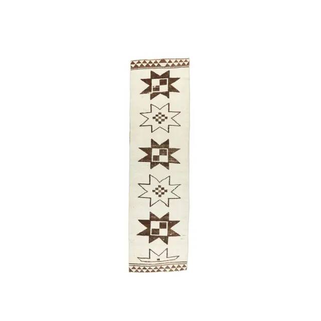 Vintage Geometric Turkish Oushak Hand-Knotted Runner 88x320