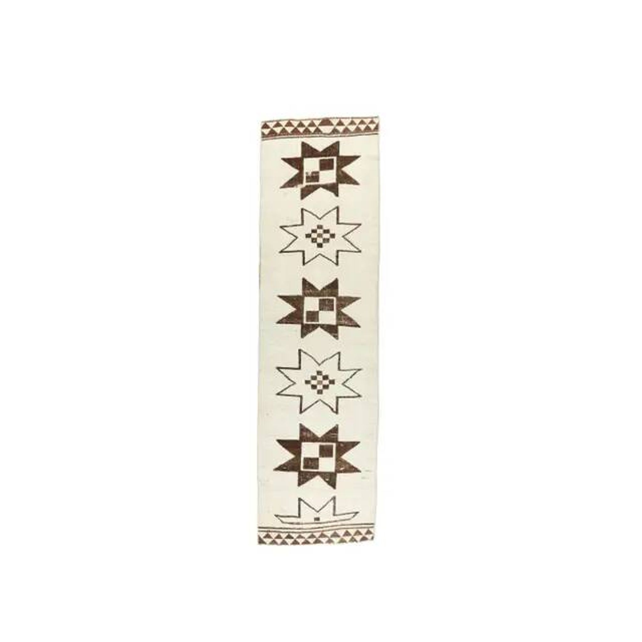 Vintage Geometric Turkish Oushak Hand-Knotted Runner 88x320