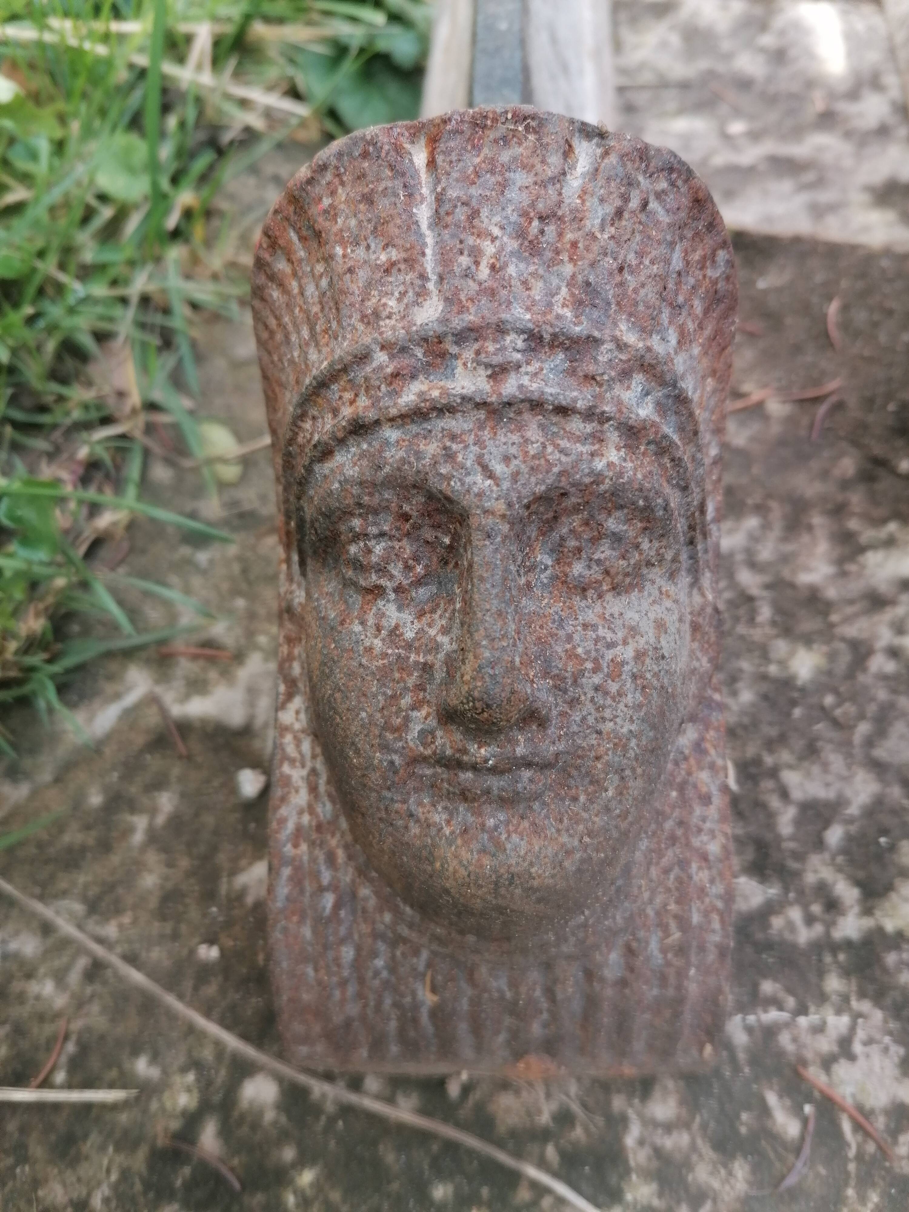 pair of andirons with sphinx heads