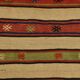 Tapis couloir vintage en kilim beige sable et bleu, 70x258 cm