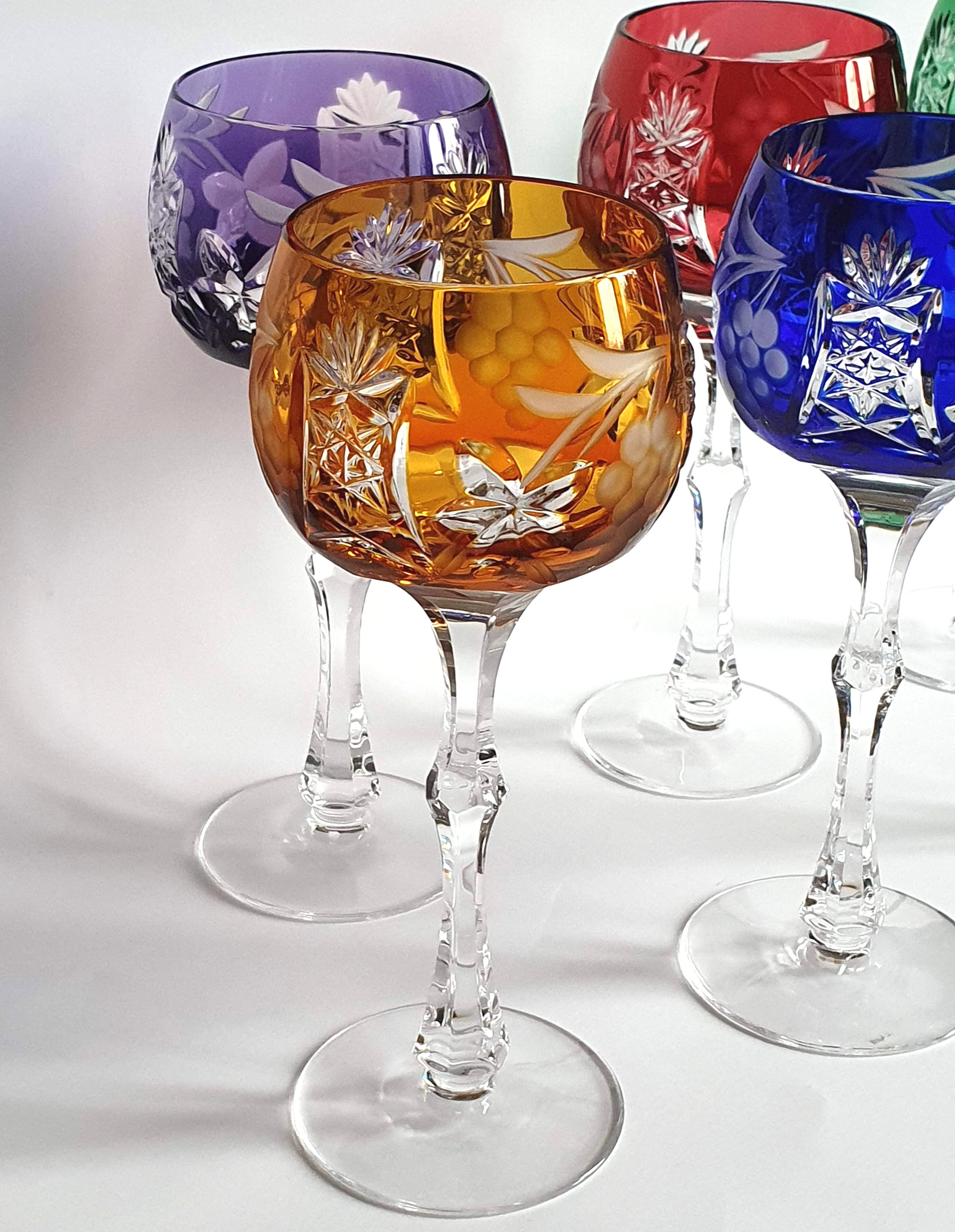 Coloured glasses from the Etzel crystal factory in Bitche Saint Louis