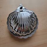 Silver-plated metal shell butter dish
