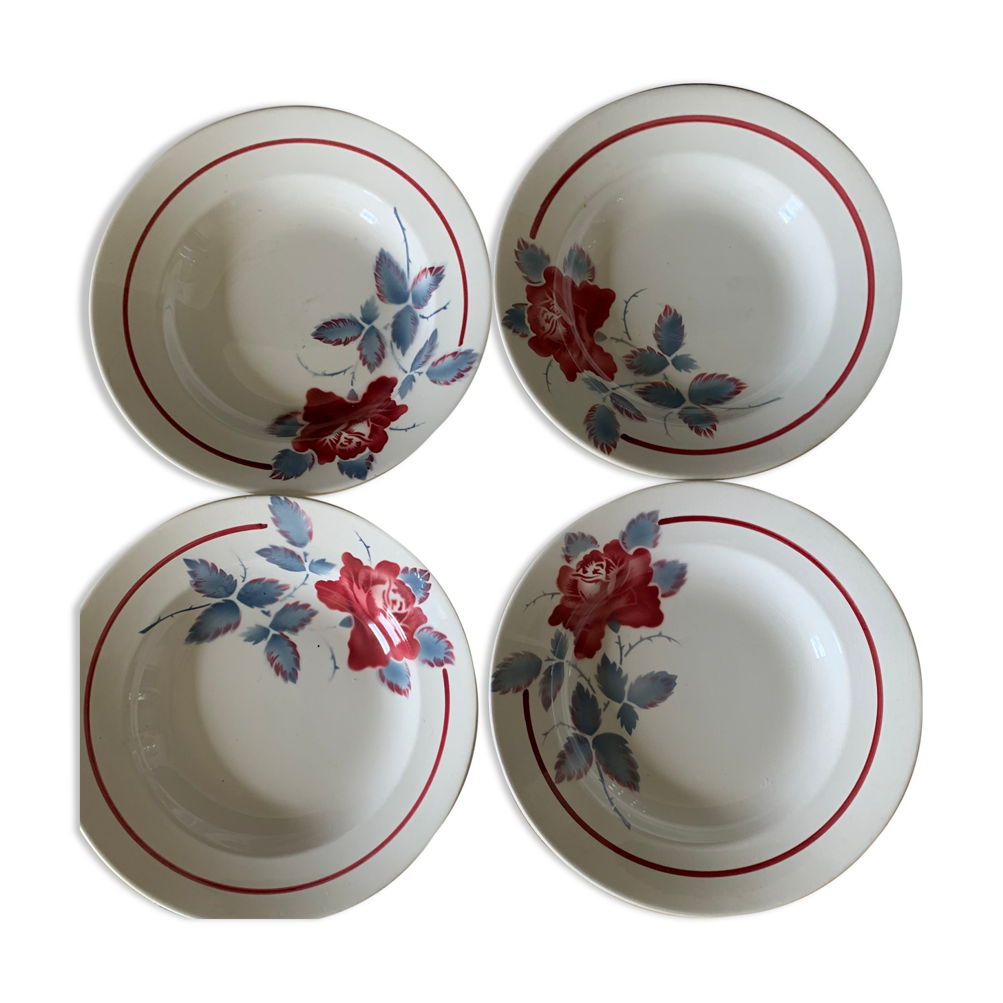 4 Digoin earthenware plates