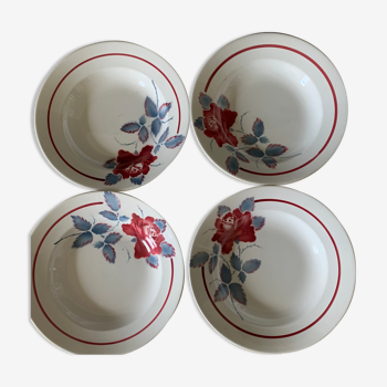 4 Digoin earthenware plates