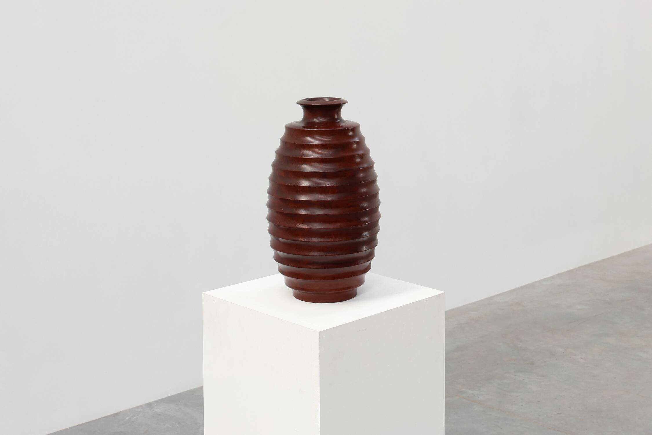 Large French turned wood vase in Art Deco style, ca. 1925