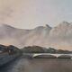 Oil painting on canvas board, 1950s, signed NAVA, lake, river.
