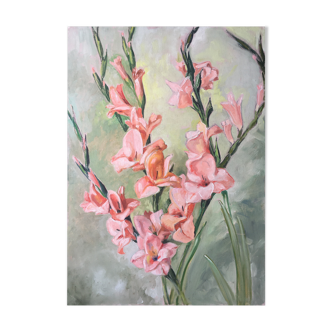 Painting "Bouquet of Pink Glaïeuls of the Garden" Flowers