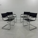 Leather Chairs, Italy, 1970s, Set of 4 ,dark brown