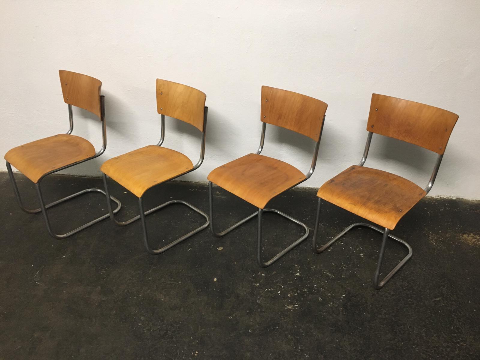 Set of 12 tubular steel chairs Mart Stam