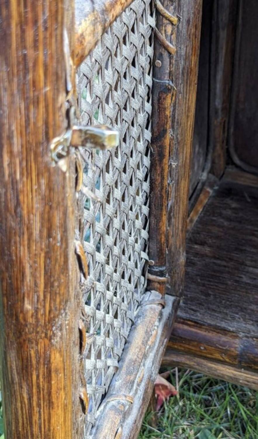 Vintage rattan bookcase shelf