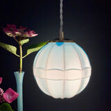 Vintage art deco globe pendant light in blue opaline
