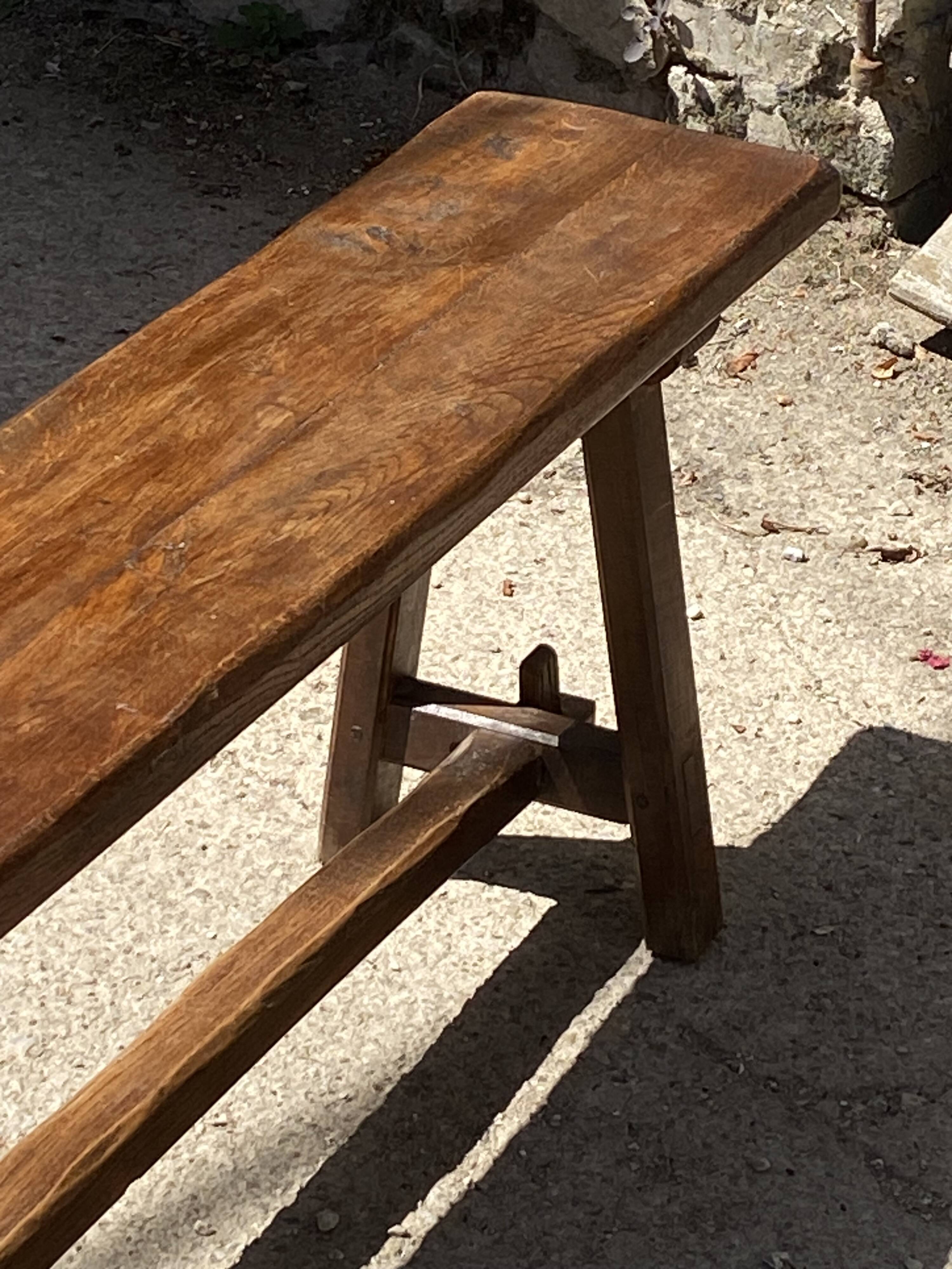 Solid oak farmhouse bench 140cm for rustic farmhouse table 1950