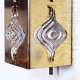 Pair of Palwa sconces in brass and crystal