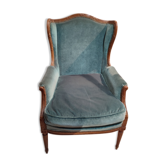 Fauteuil bergère à oreilles de style Louis XVI