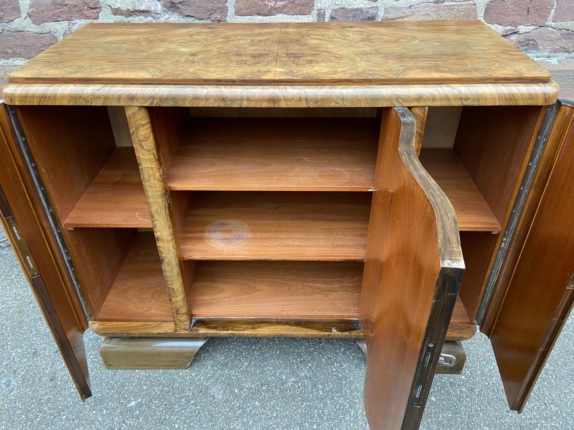 Enfilade art deco mid-century vintage 1950 ronce de noyer