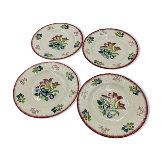 Lot de 4 assiettes Longwy modèle Marseille