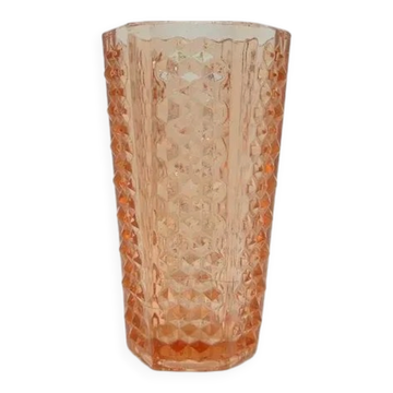 Vase AEL Cwieki, modernisme, verre rose, Ząbkowice, Pologne