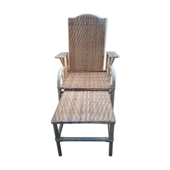 Vintage rattan wicker lounge chair