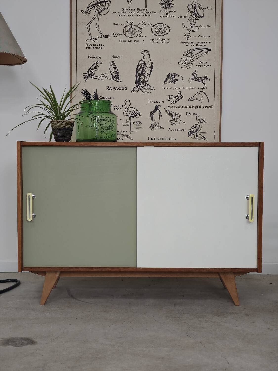 U-452 Green and White Sideboard by Jiri Jiroutek for Interier Praha 1960