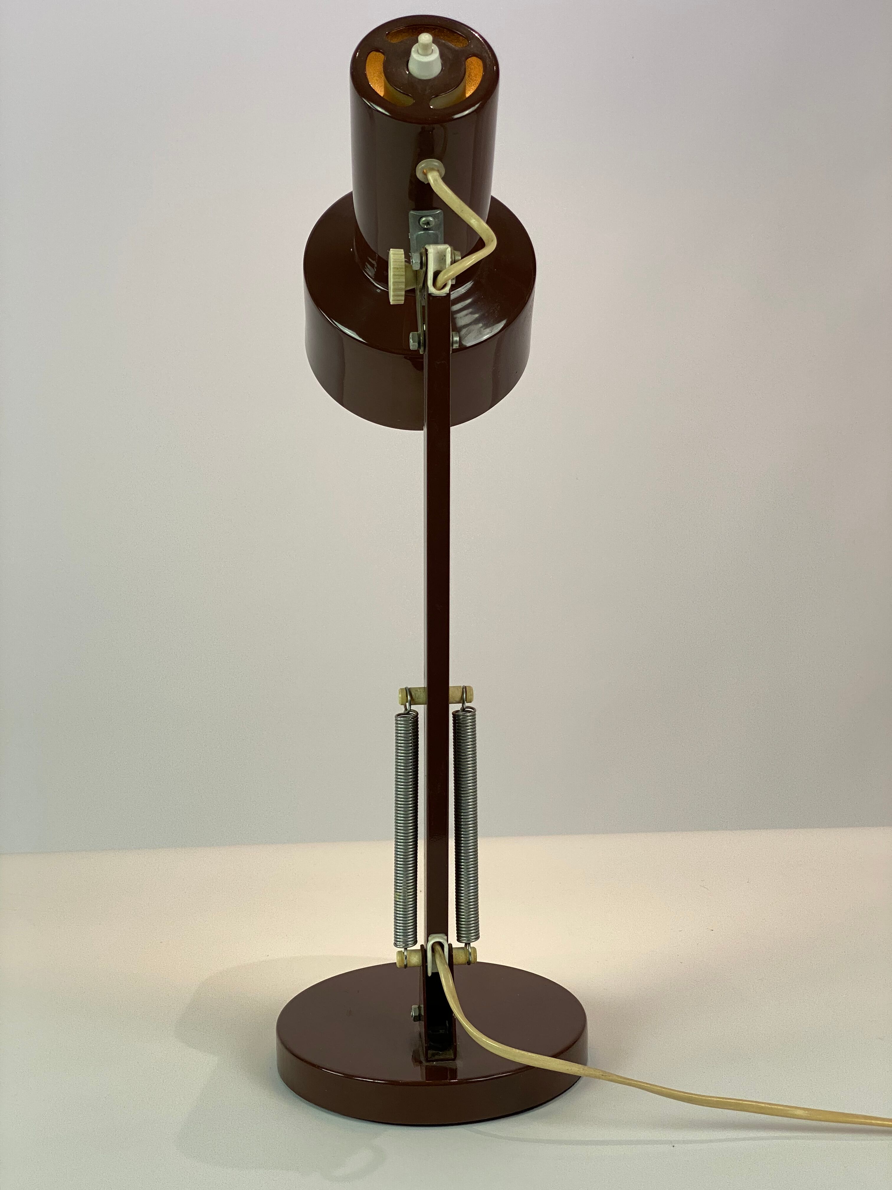Table lamp in brown lacquered metal, of Danish design from the 1970s