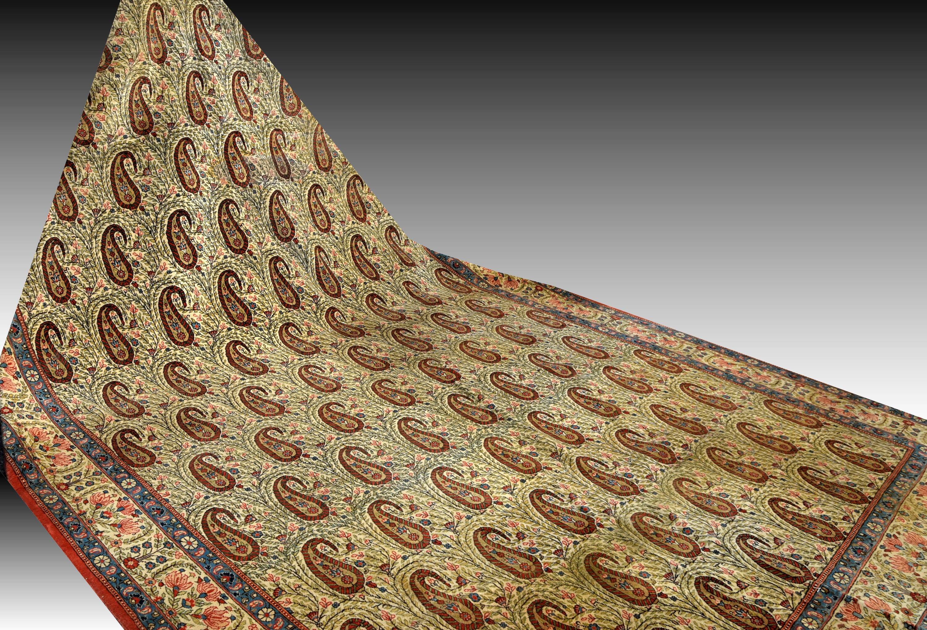 Large Oriental Rug Iran Ghoum, 4.07 x 2.45 M - Kurk Wool, Hand Knotted,