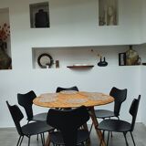 Table à manger en rotin des années 60