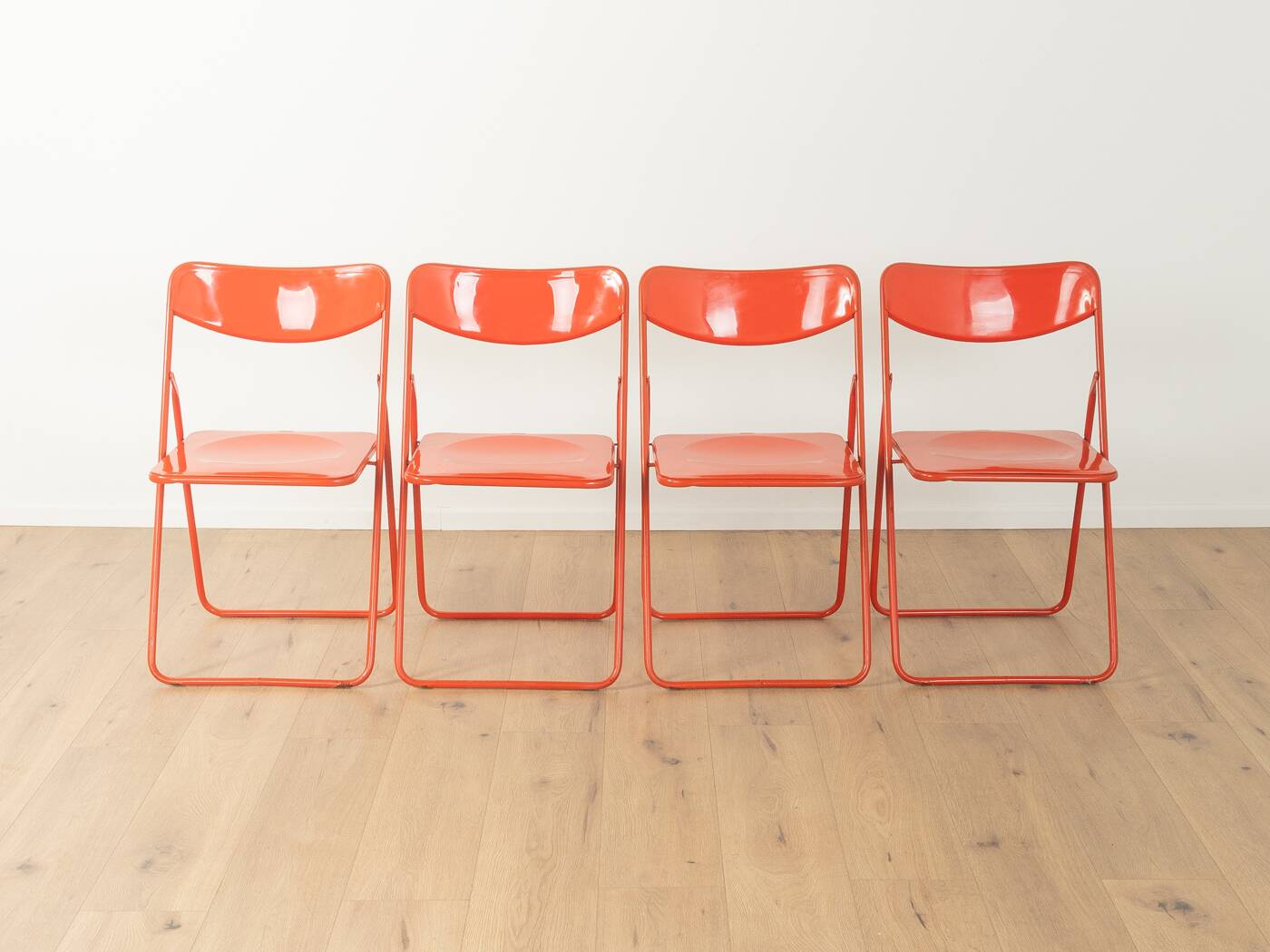 Timeless TED folding chairs by Niels Gammelgaard for IKEA from the 1970s in red (set of 4)